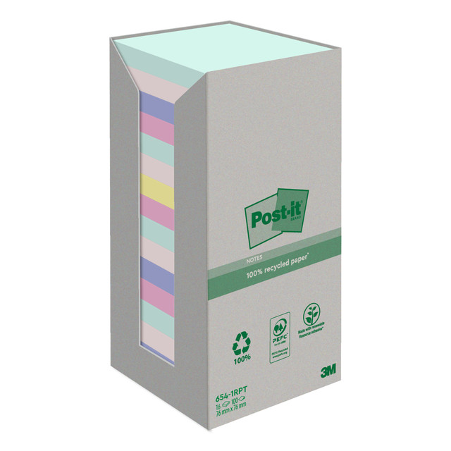 [654-1RPT] Memoblok Post-it 654-RTP 76x76mm recycled rainbow