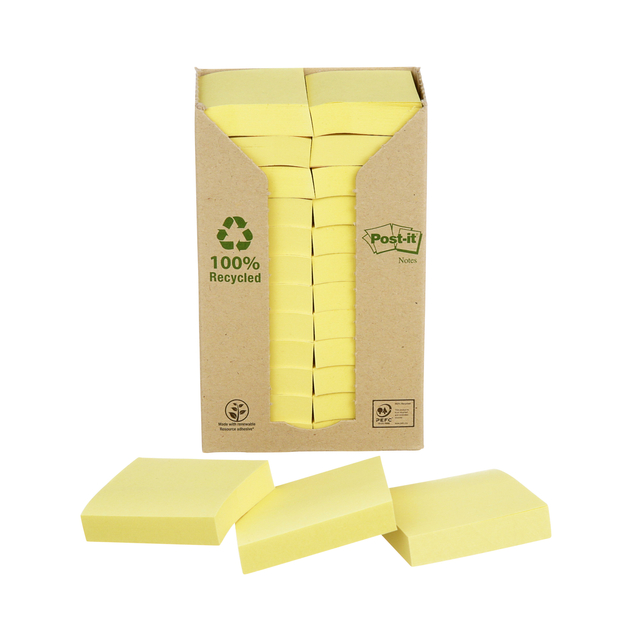 [653-1T] Memoblok Post-it 653 38x51mm recycled geel