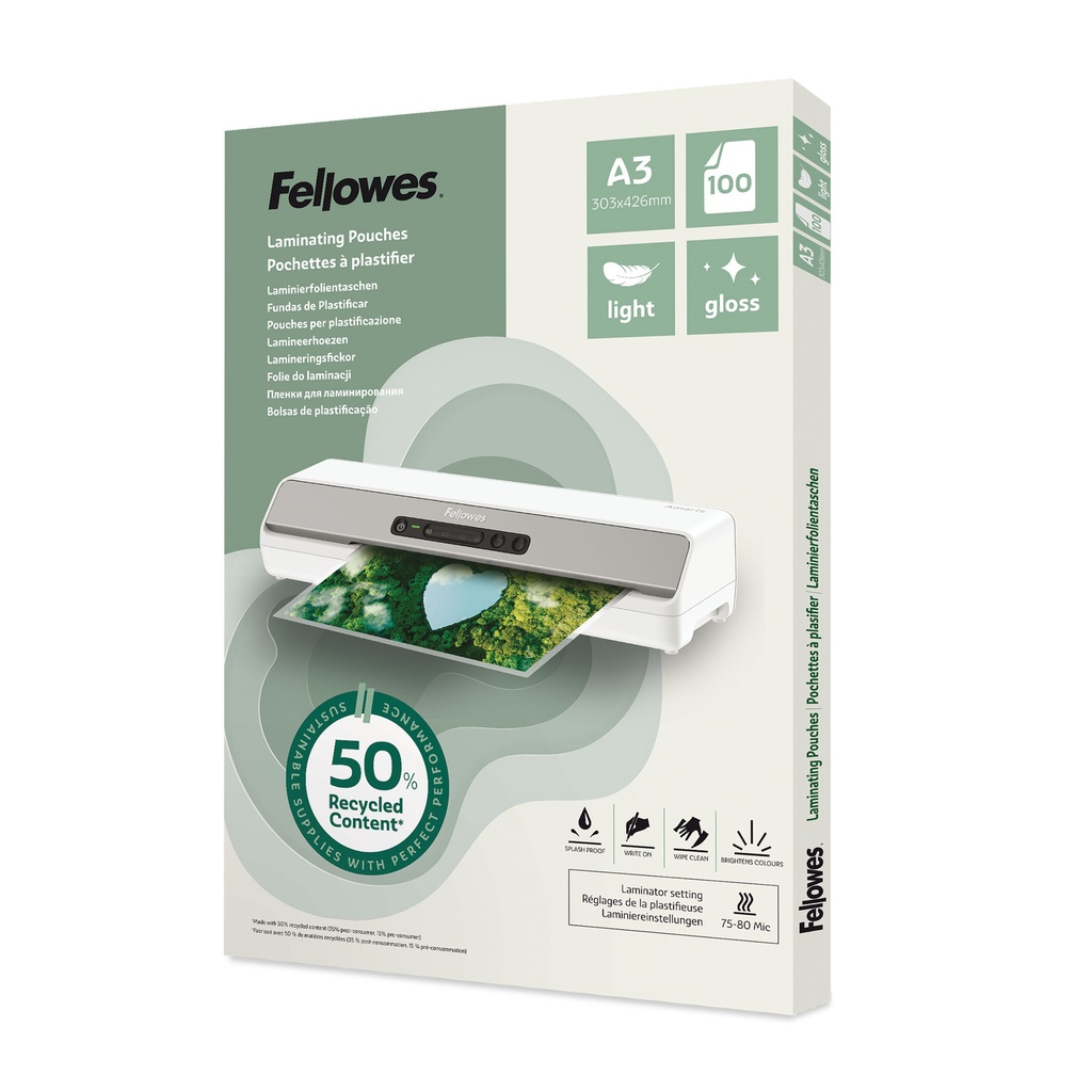[100142988] Lamineerhoes Fellowes A3 light gerecycled glans