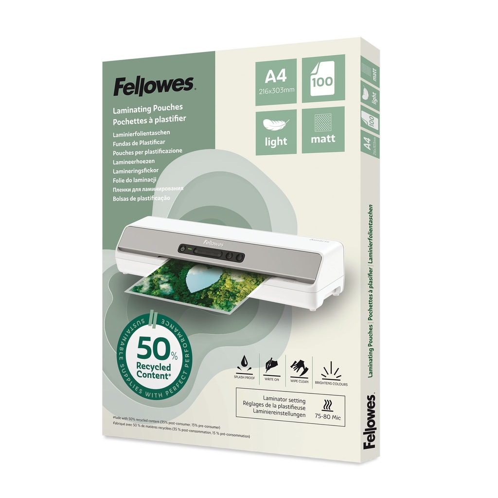[100143435] Lamineerhoes Fellowes A4 light gerecycled mat