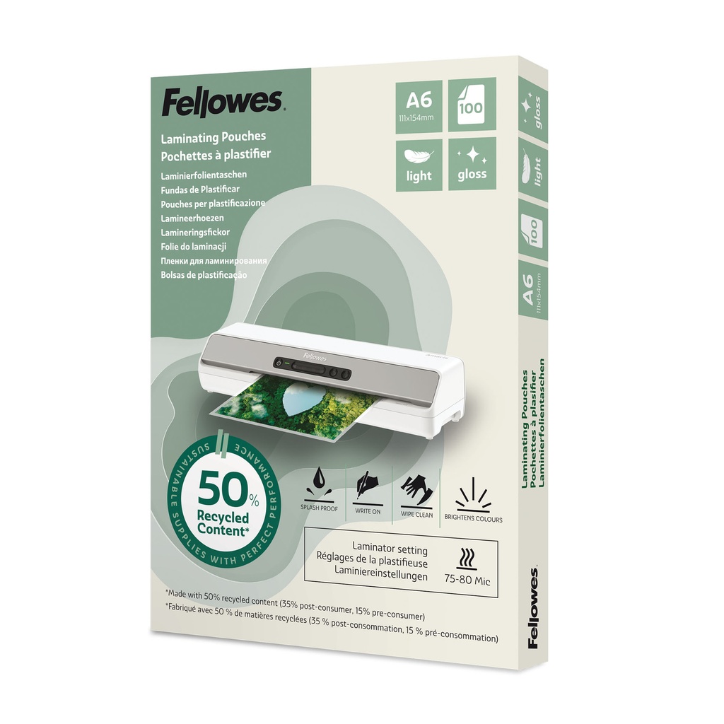 [100143441] Lamineerhoes Fellowes A6 light gerecycled glans