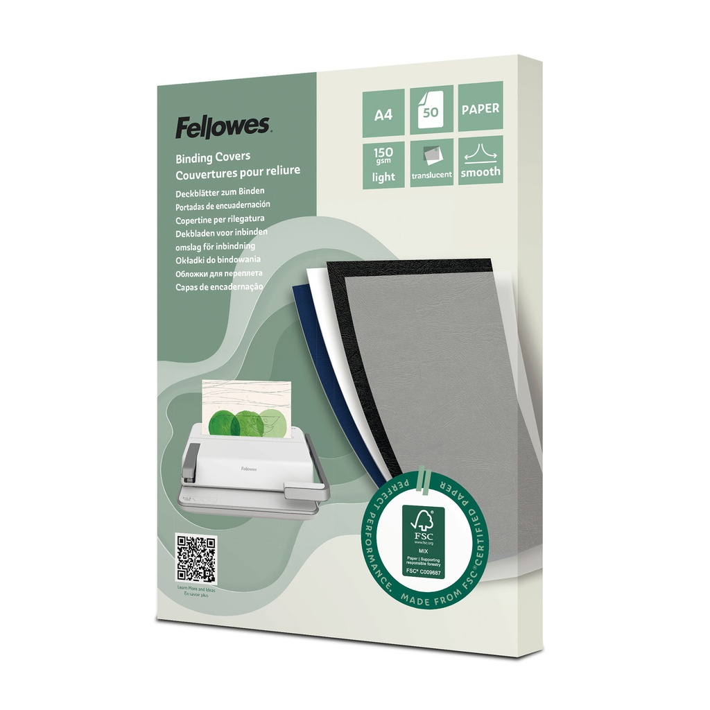[100143443] Voorblad Fellowes A4 FSC translucent papier 150gr