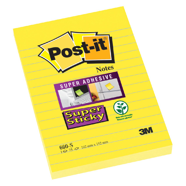 [FT510093832] Memoblok Post-it 660 Super Sticky 102x152 geel