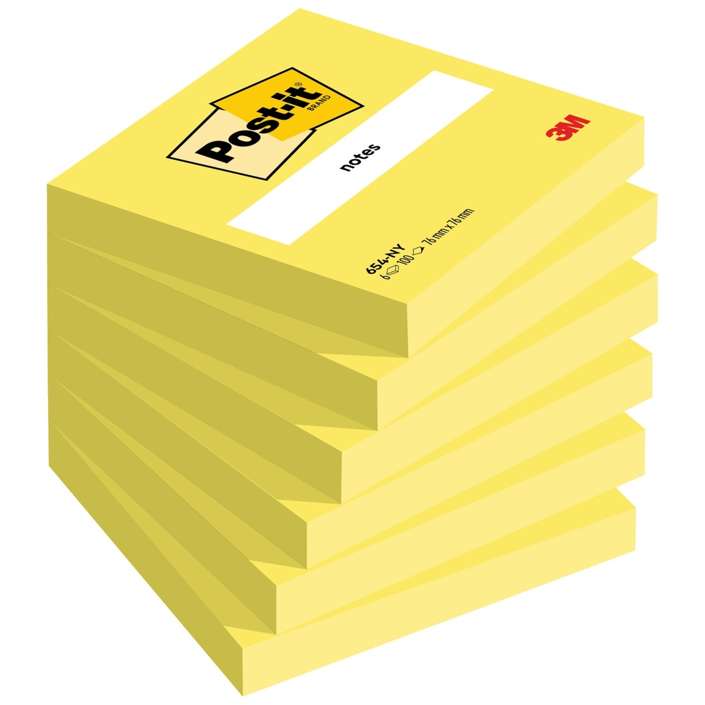 [654NYEL] Memoblok Post-it 654 76x76mm neon geel