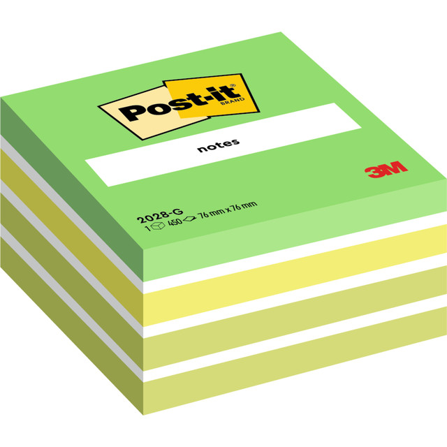 [7100200375] Memoblok Post-it 2028 76x76mm kubus pastel groen