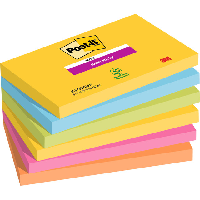 [70005251320] Memoblok Post-it 655 Super Sticky 76x127mm Carnval