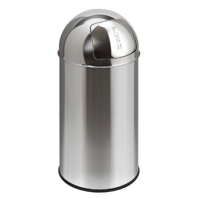 Afvalbak pushcan 40liter met pushdeksel zilver
