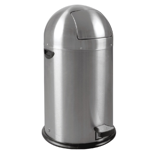 [8713631046812] Afvalbak EKO Kickcan 33 liter mat RVS
