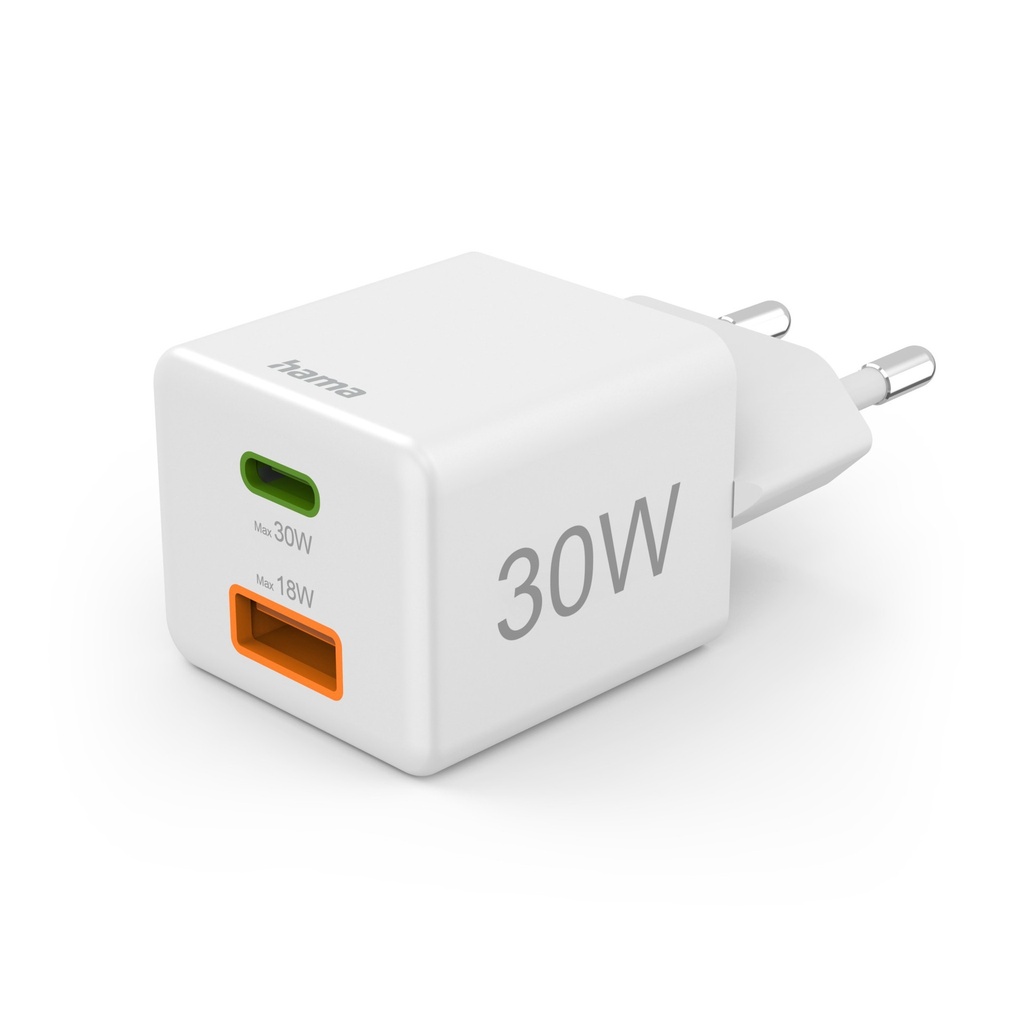 [00201992] Oplader Hama USB-C/USB-A Mini PD 30W wit