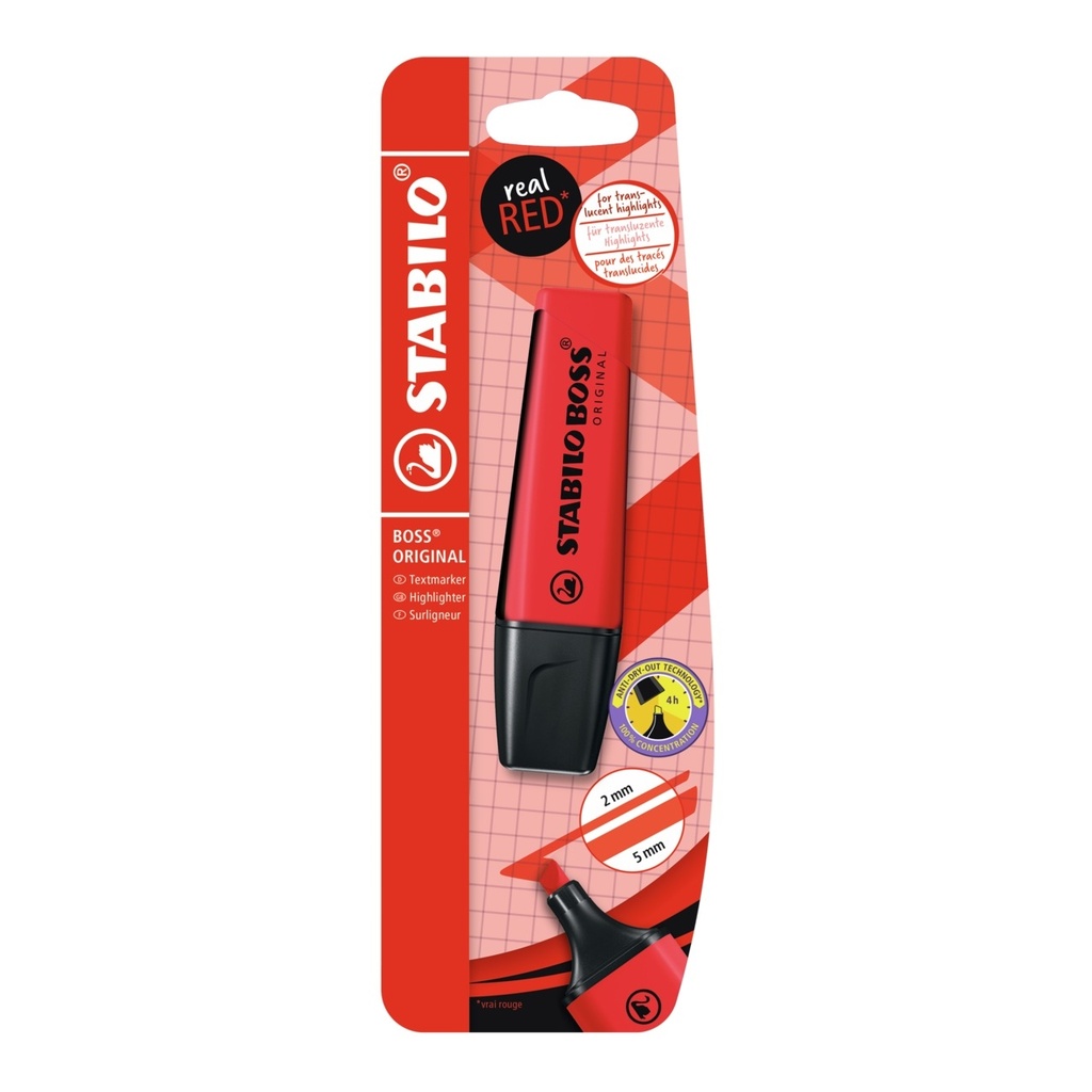[B-62578-10] Markeerstift STABILO Boss 70/48 echt rood blst à 1