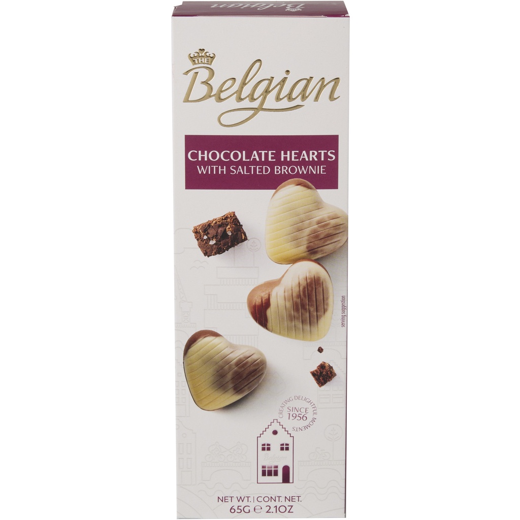 [018008] Chocolade The Belgian hartjes brownie gezout 65 gr
