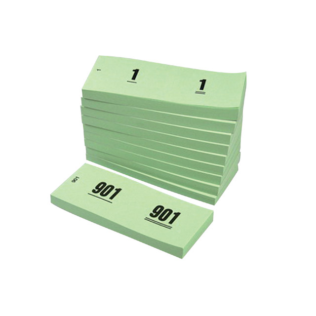 [V.CLO.1060-G] Nummerblok 42x105mm nummering 1 1000 groen 10st