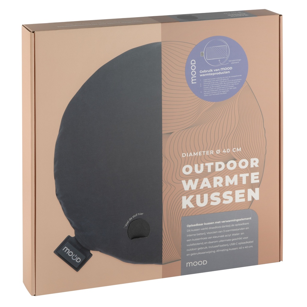 Warmtekussen Mood outdoor rond 40cm grijs