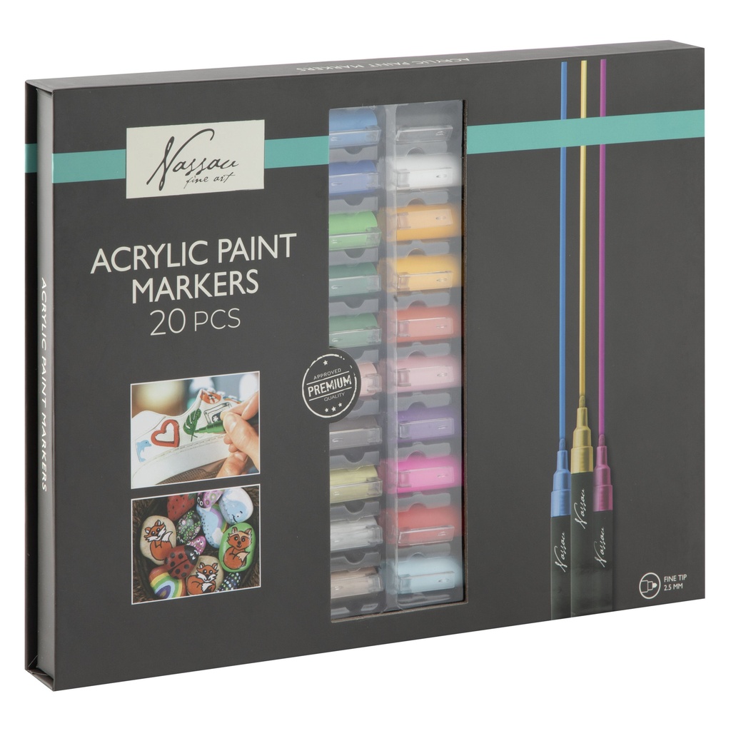 Acrylmarker Nassau set à 20 kleuren