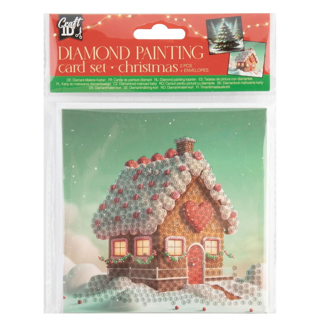 Diamondpainting Craft ID kaart Kerst 13x13cm 2 st
