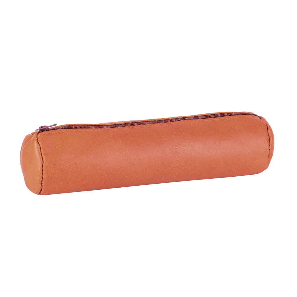 [100203490] Pennenetui Oxford 22x6cm leer rond karamelbruin