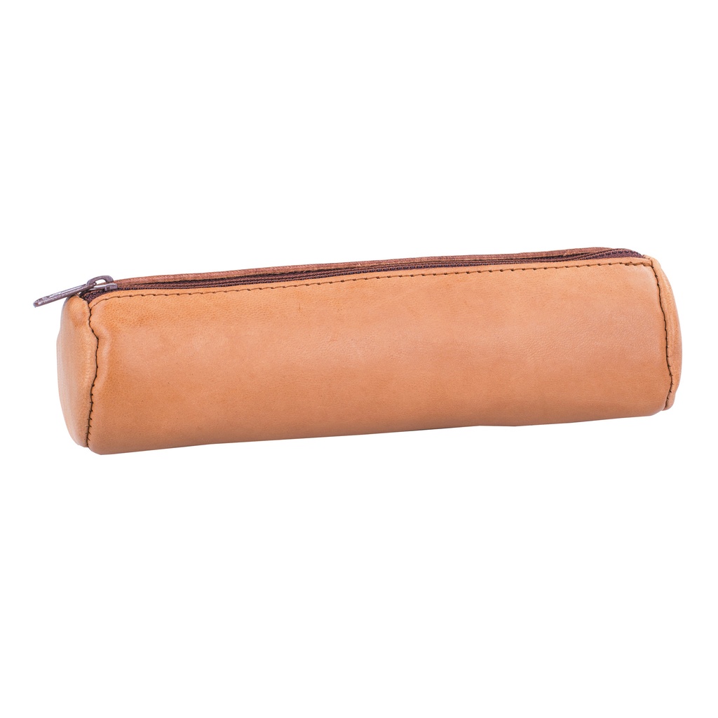 [100203496] Pennenetui Oxford 22x6cm leer rond naturel