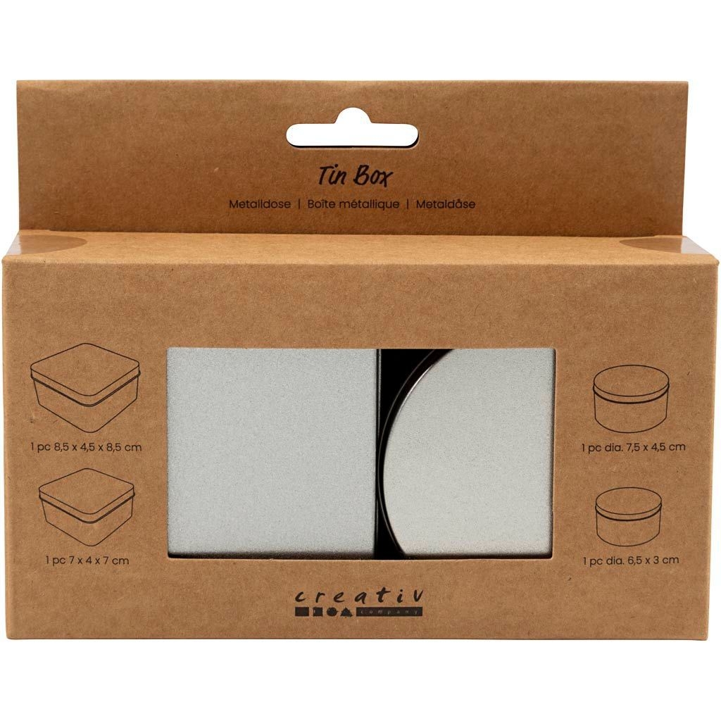 [59323] Blikjes Creativ Company set 4 stuks zilver