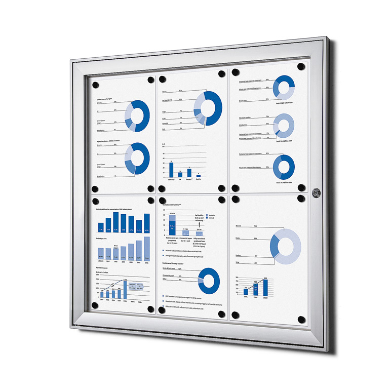 [SCS6xA4QUA] Vergrendelbaar Notitiebord Indoor Zilver 6x A4