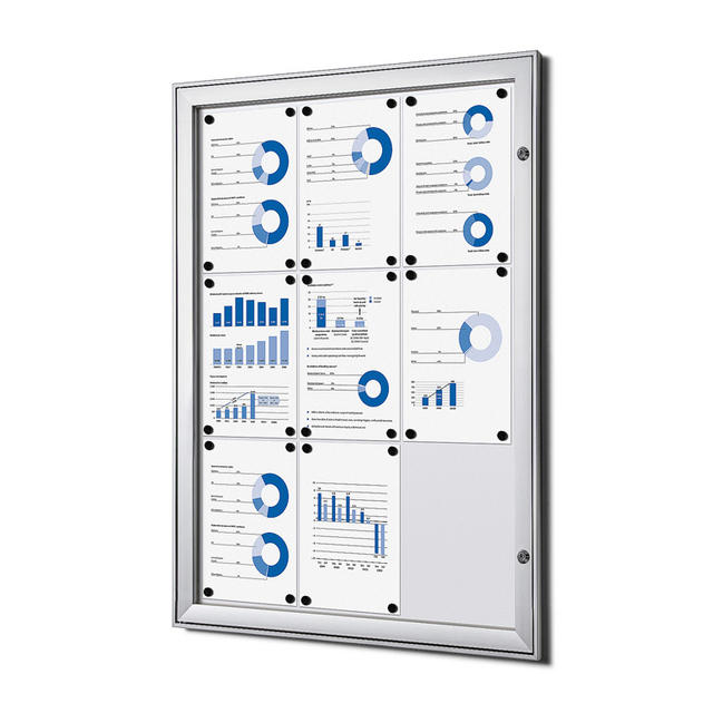 [SCS9xA4QUA] Vergrendelbaar Notitiebord Indoor Zilver 9x A4