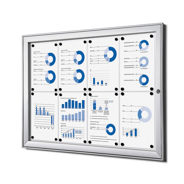 [SCS8xA4QUA] Vergrendelbaar Notitiebord Indoor Zilver 8x A4