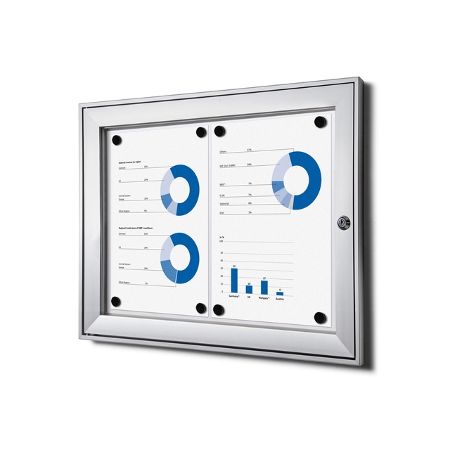 [SCS2xA4QUA] Vergrendelbaar Notitiebord Indoor Zilver 2x A4