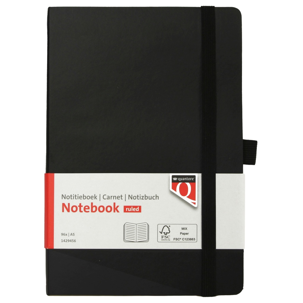 [Q1429456] Notitieboek Quantore A5 flex lijn 192blz 80gr zw