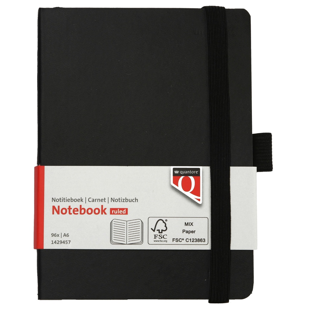 [Q1429457] Notitieboek Quantore A6 flex lijn 192blz 80gr zw