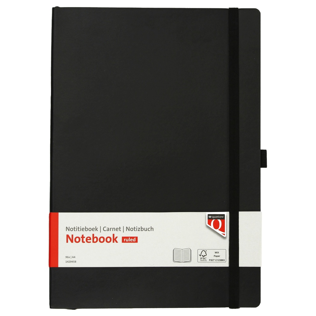 [Q1429458] Notitieboek Quantore A4 flex lijn 192blz 80gr zw