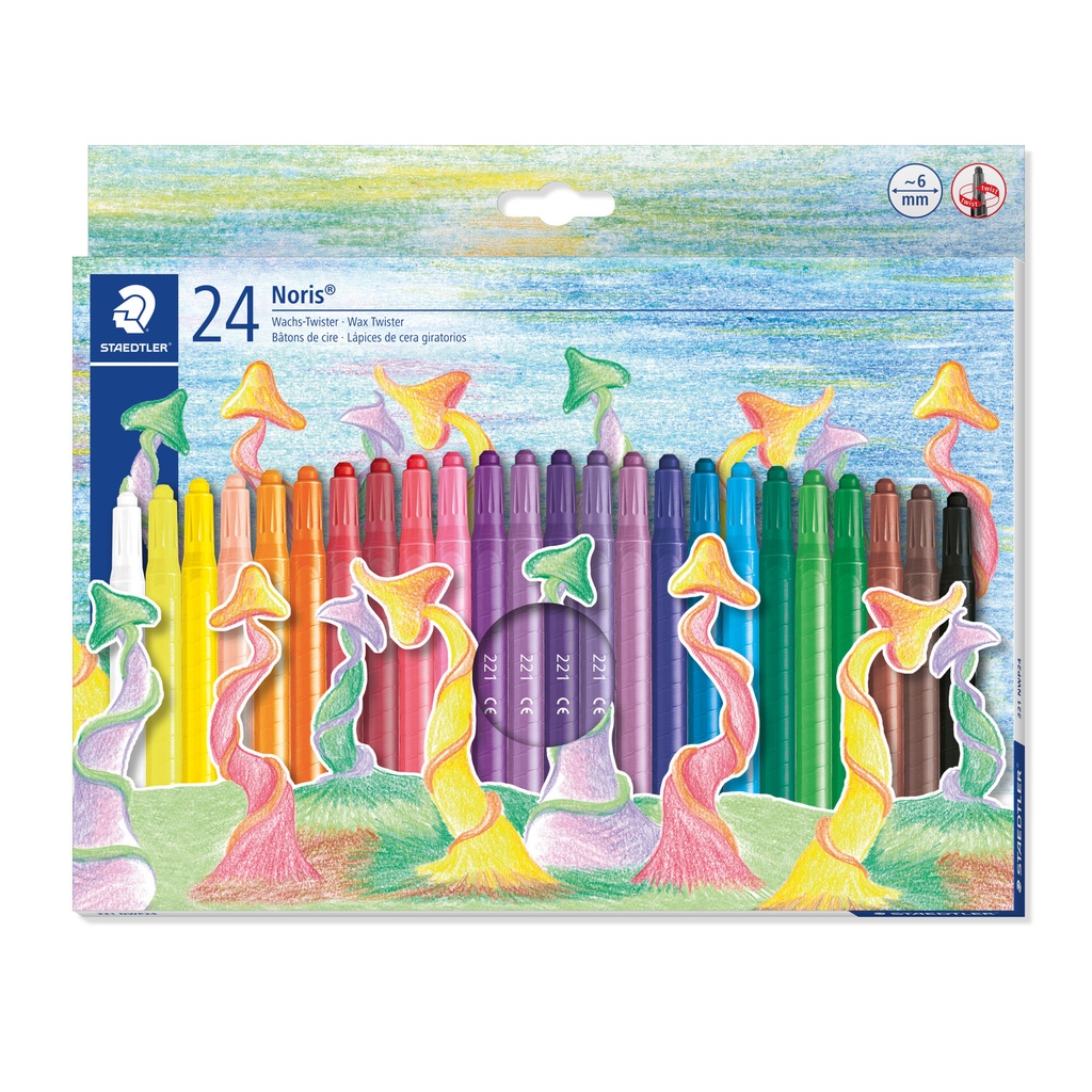[221 NWP24] Waxpotlood Staedtler Norix twister set 24 kleuren
