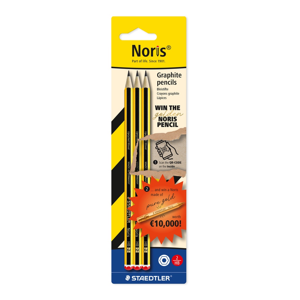 [120-2BK3DA21  04] Potlood Staedtler Noris 3xHB find the golden Noris