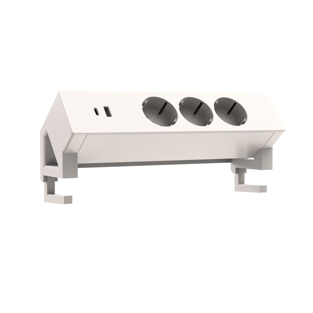 [18.OPB.001.WH] Stekkerdoos Euroseats opbouw 3 voudig USB A+C wit