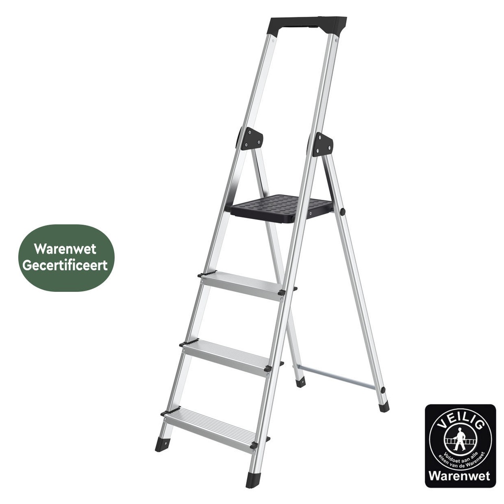 [8632603] Huishoudtrap BRASQ 4 treden aluminium SLA400 zilv