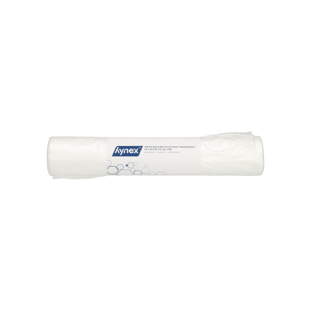 Afvalzak Hynex 45x50cm rec T15 20L transparant 50