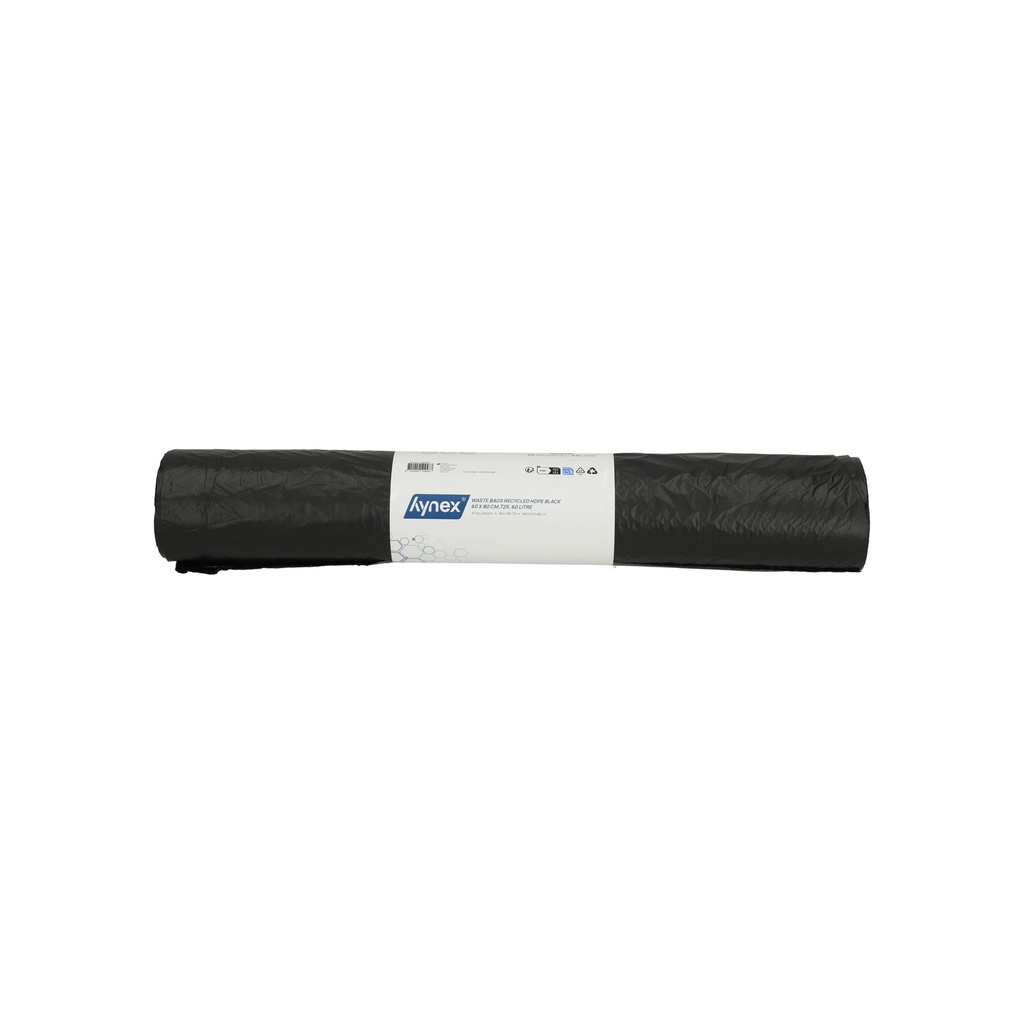 [1900300] Afvalzak Hynex 60x80cm rec T25 60L zwart 25