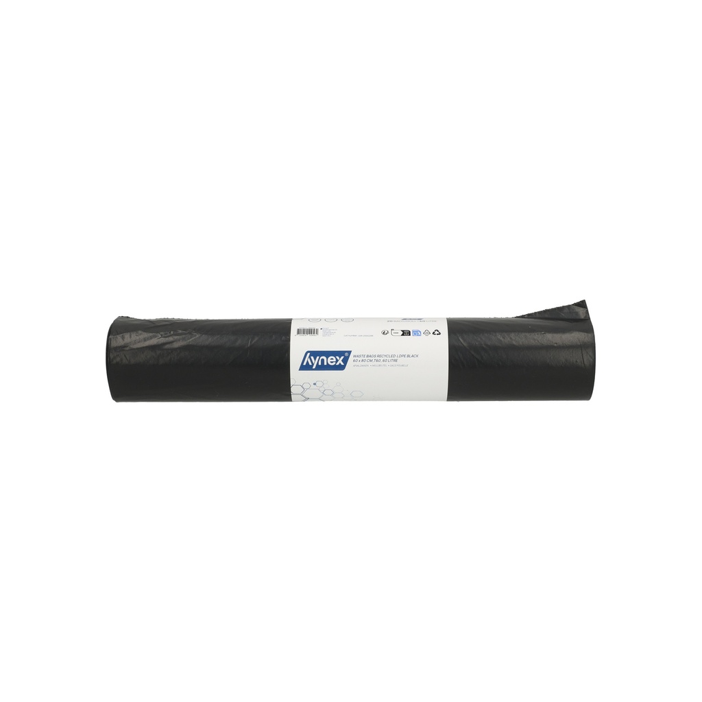 Afvalzak Hynex 60x80cm rec T60 60L zwart 20