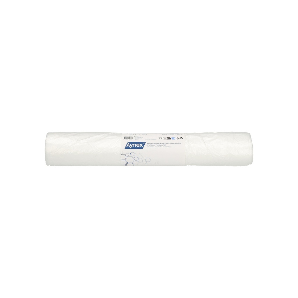 Afvalzak Hynex 63x70cm rec T15 50L transparant 50