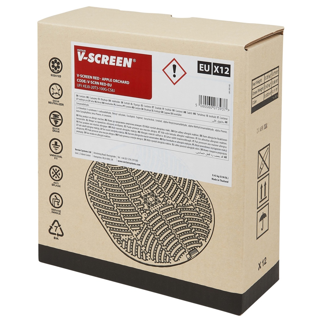 [V-SCREEN RED] Urinoirmat Vscreen Apple Orchard 12 stuks