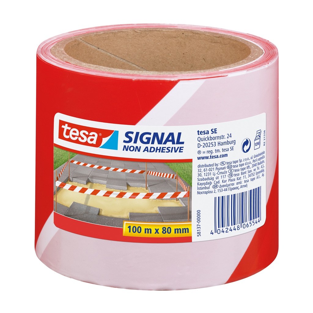 [58137-00000-01] Waarschuwingslint tesa 100mx80mm rood wit