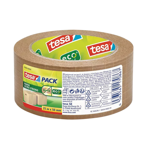 [56000-00000-02] Verpakkingstape Tesa 56000 Eco papier 50mmx25m