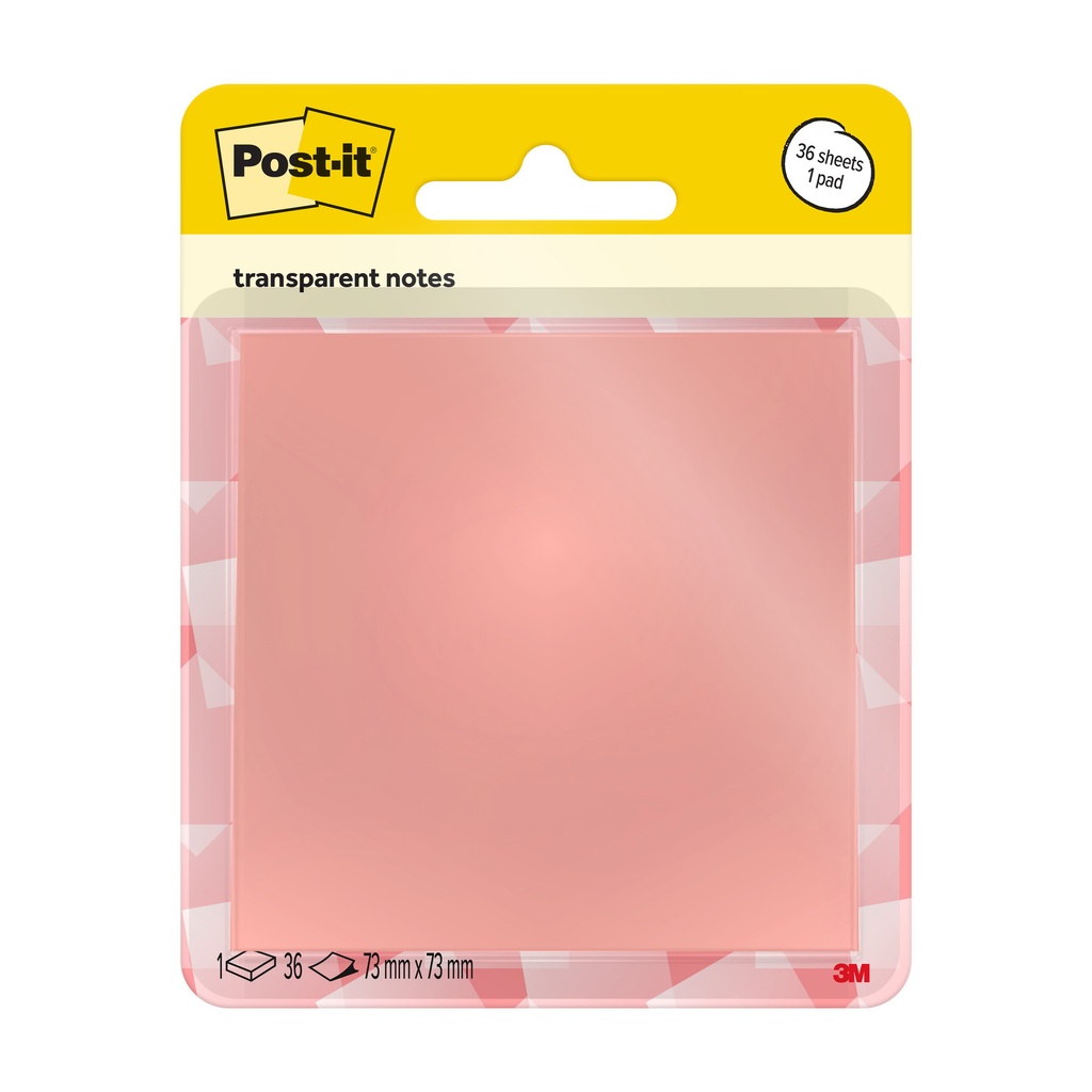 [7100394468] Memoblok Post-it 3M 73x73mm Transparant roze