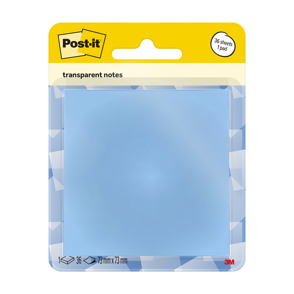 [7100394509] Memoblok Post-it 3M 73x73mm Transparant blauw