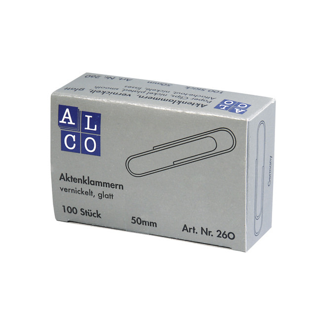 [260] Paperclip Alco 50mm rond 100 stuks vernikkeld