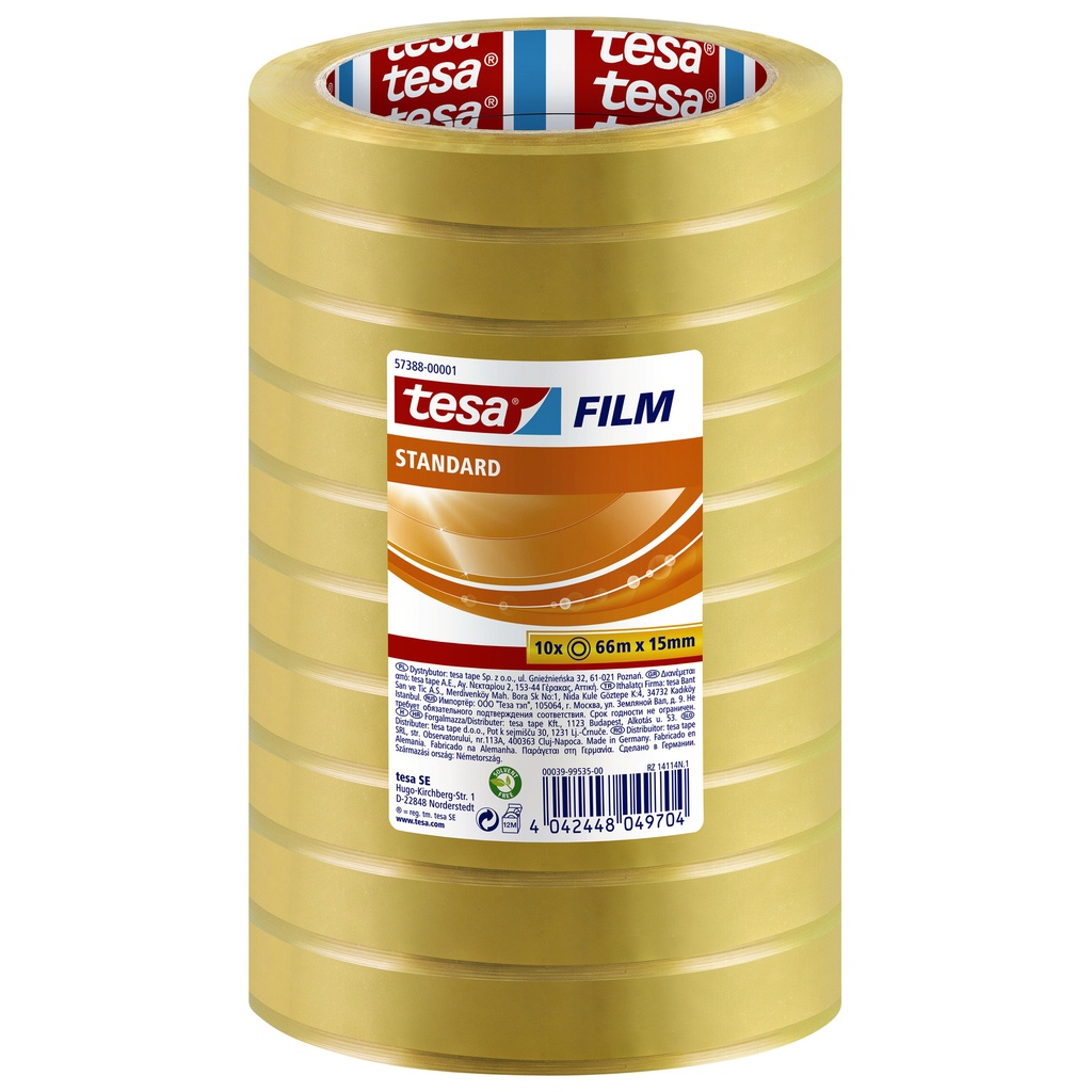 [57388-00001-02] Plakband tesafilm standaard 66mx15mm transparant