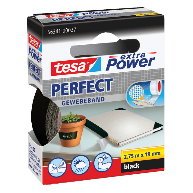 [56341-00027-04] Textieltape tesa Perfect 2.75mx19mm zwart