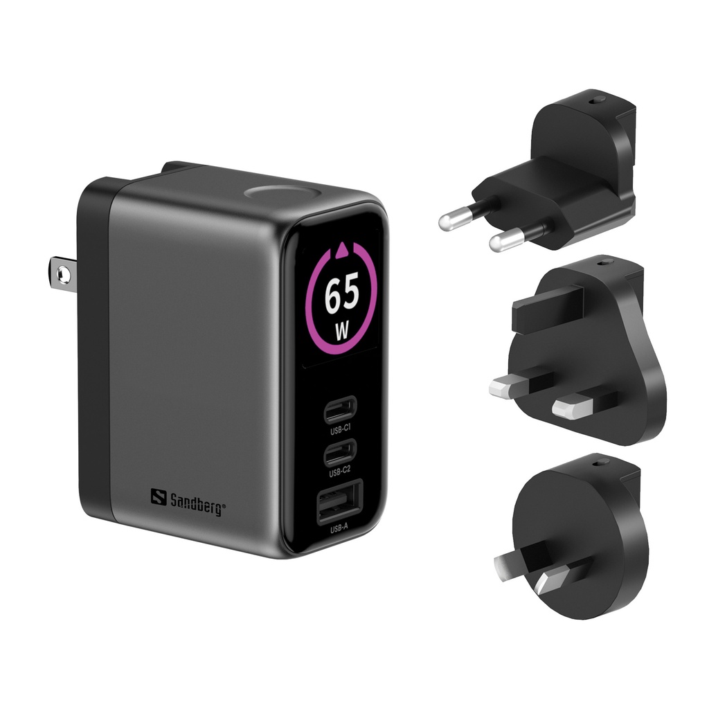 [441-70] Sandberg Travel Charger PD65W Display