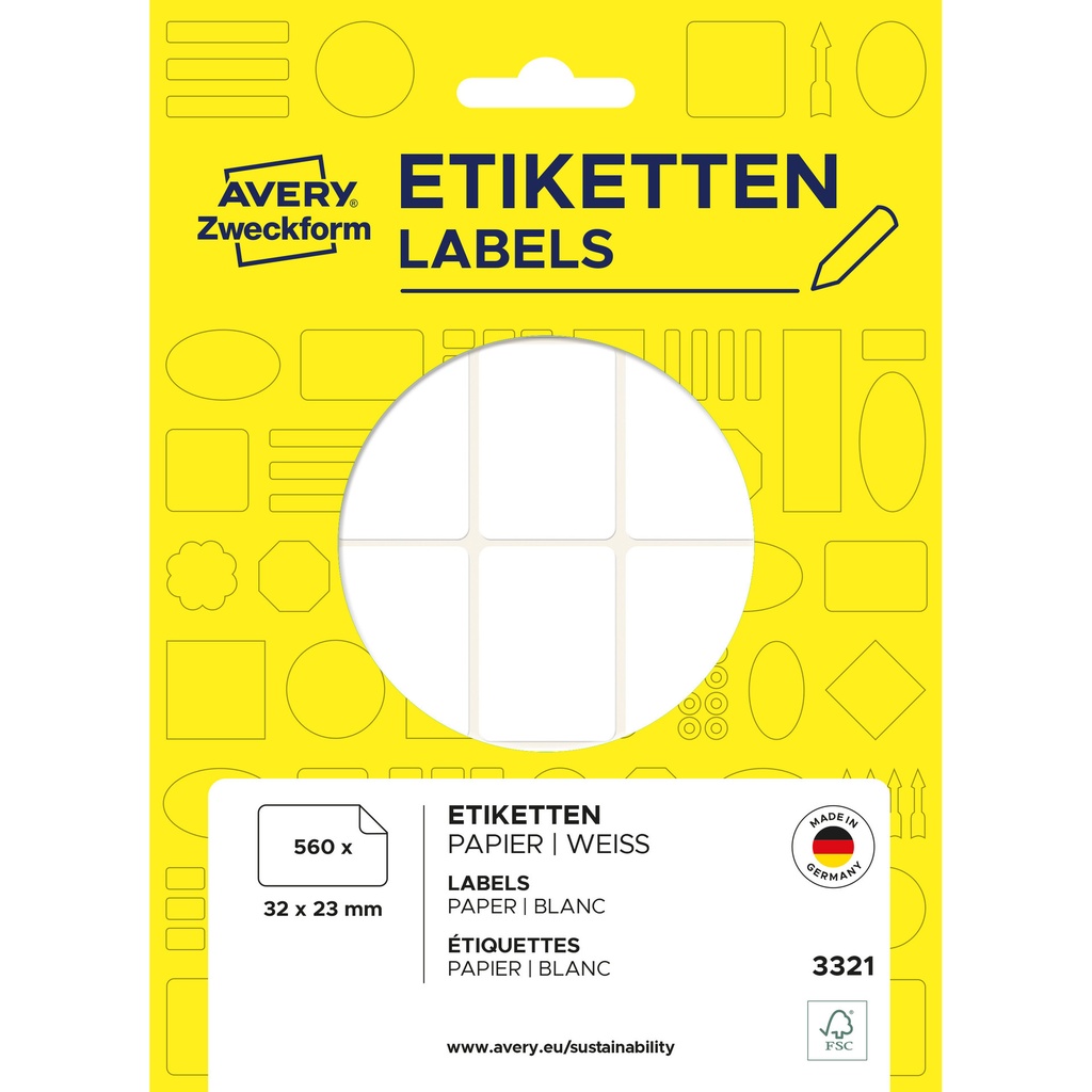 [811083] Etiket Avery 3321 32x23mm wit 560st