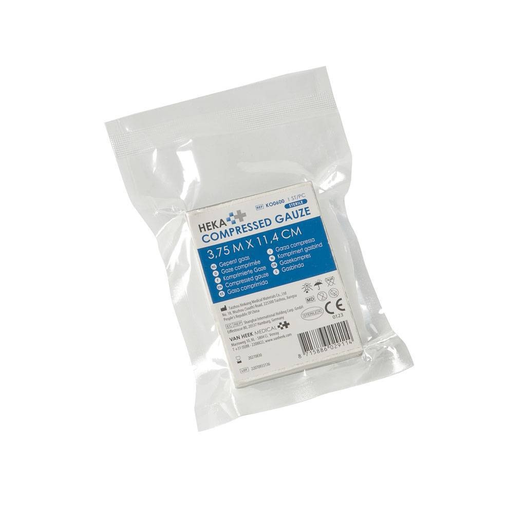 [KO0600] Geperst gaas Heka 3.75x11.4cm steriel