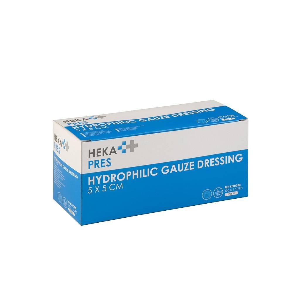 [KO0284] Hydrofiel gaaskompres Hekapres 5x5 steriel