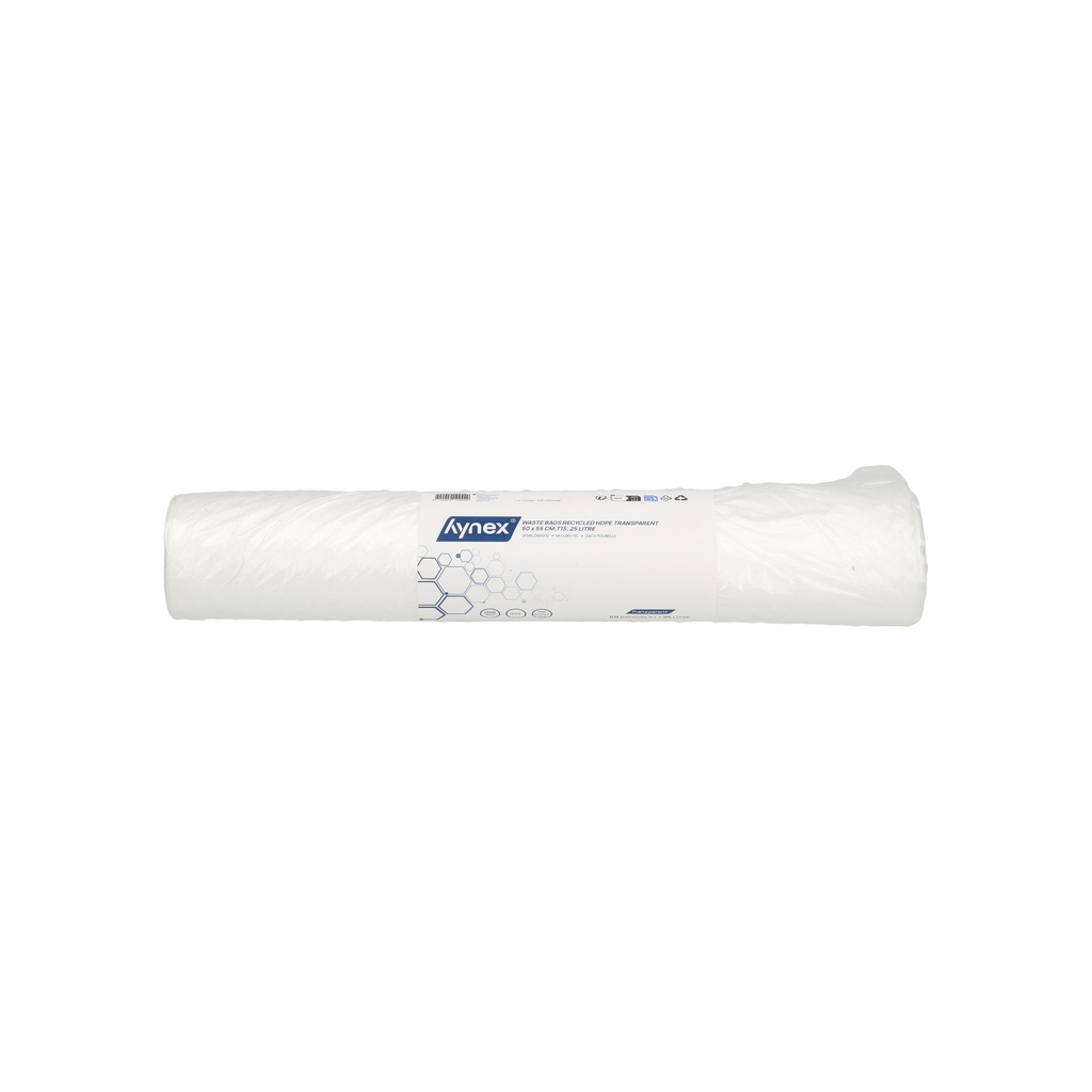 Afvalzak Hynex 50x55cm rec T15 25L transparant 50